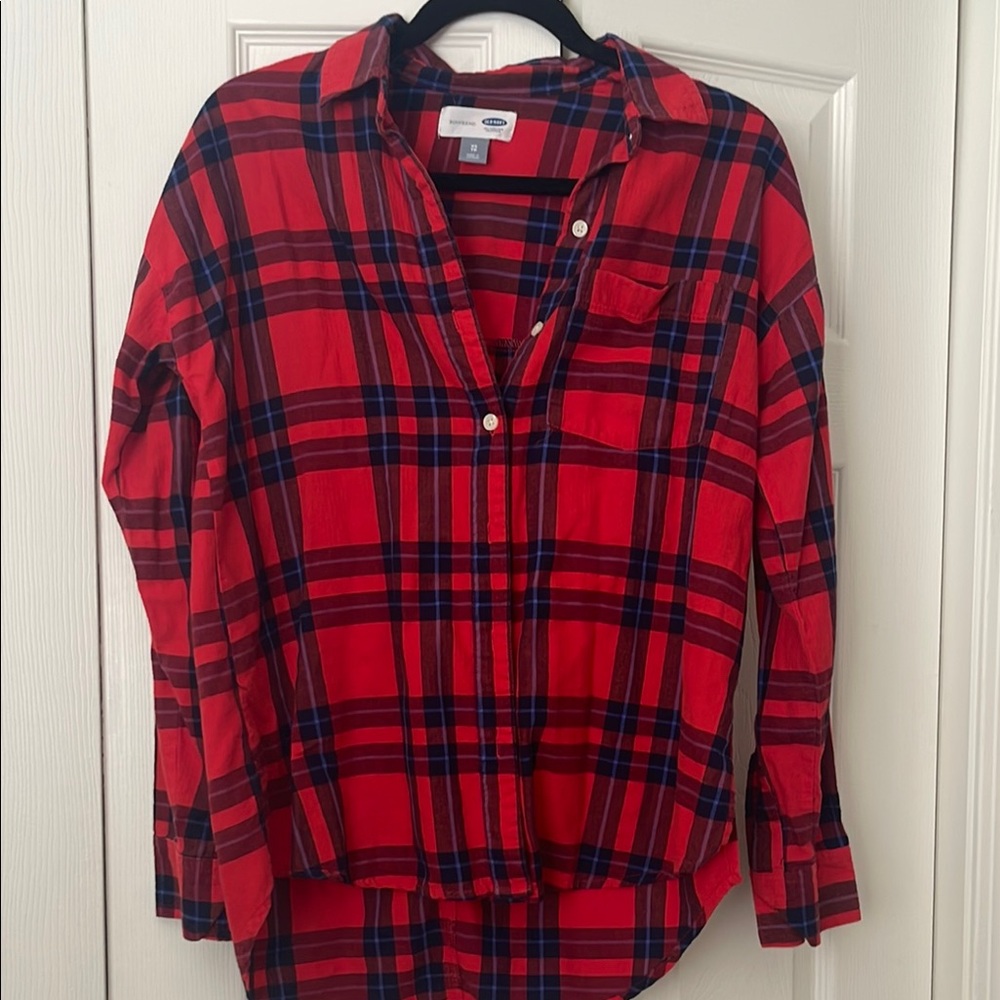 Old Navy Red and Blue Plaid Shirt